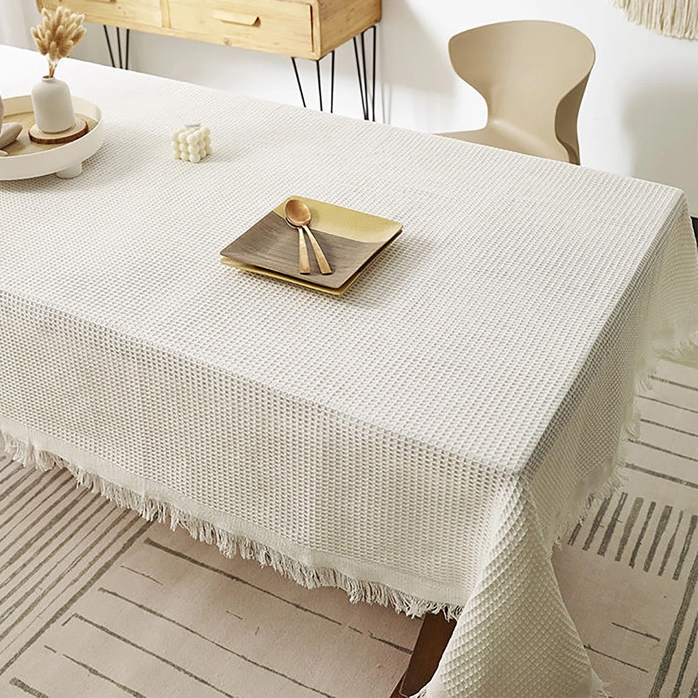 Cotton tablecloth,White tablecloth,Rectangle tablecloth,Square tablecloth,Housewarming gift,Dining tablecloth