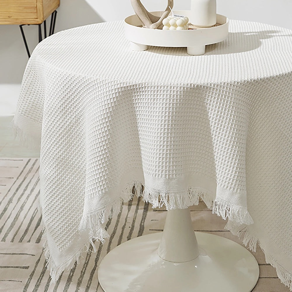 Cotton tablecloth,White tablecloth,Rectangle tablecloth,Square tablecloth,Housewarming gift,Dining tablecloth