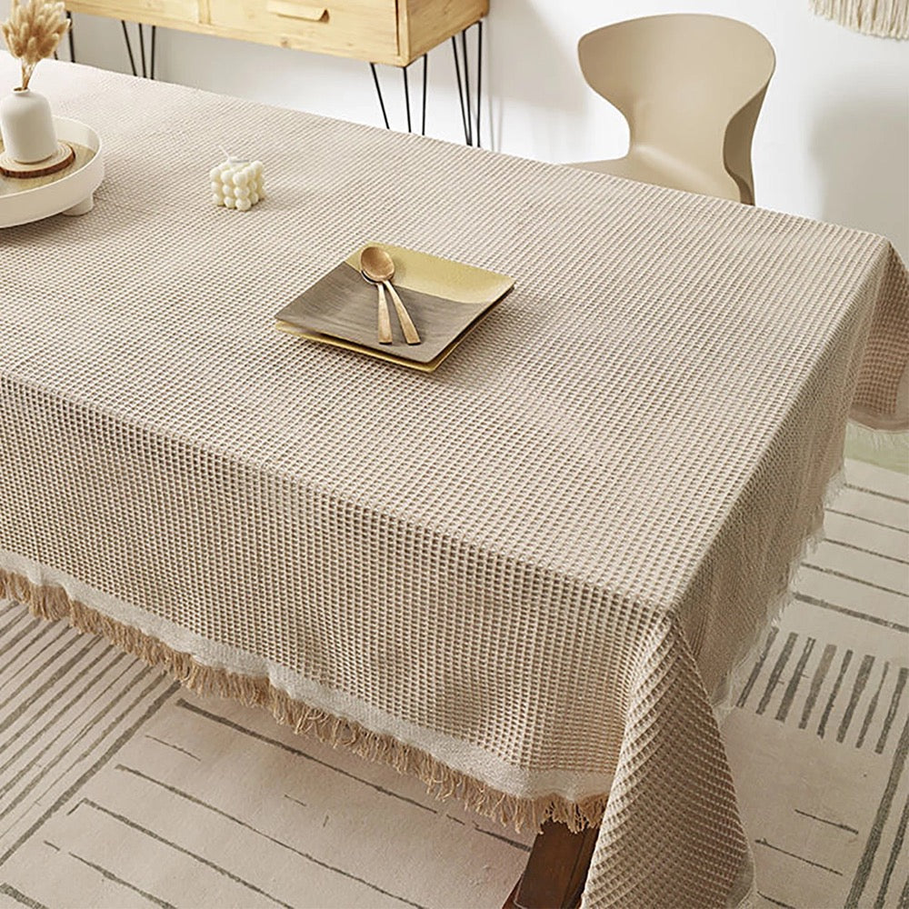 Cotton tablecloth,White tablecloth,Rectangle tablecloth,Square tablecloth,Housewarming gift,Dining tablecloth